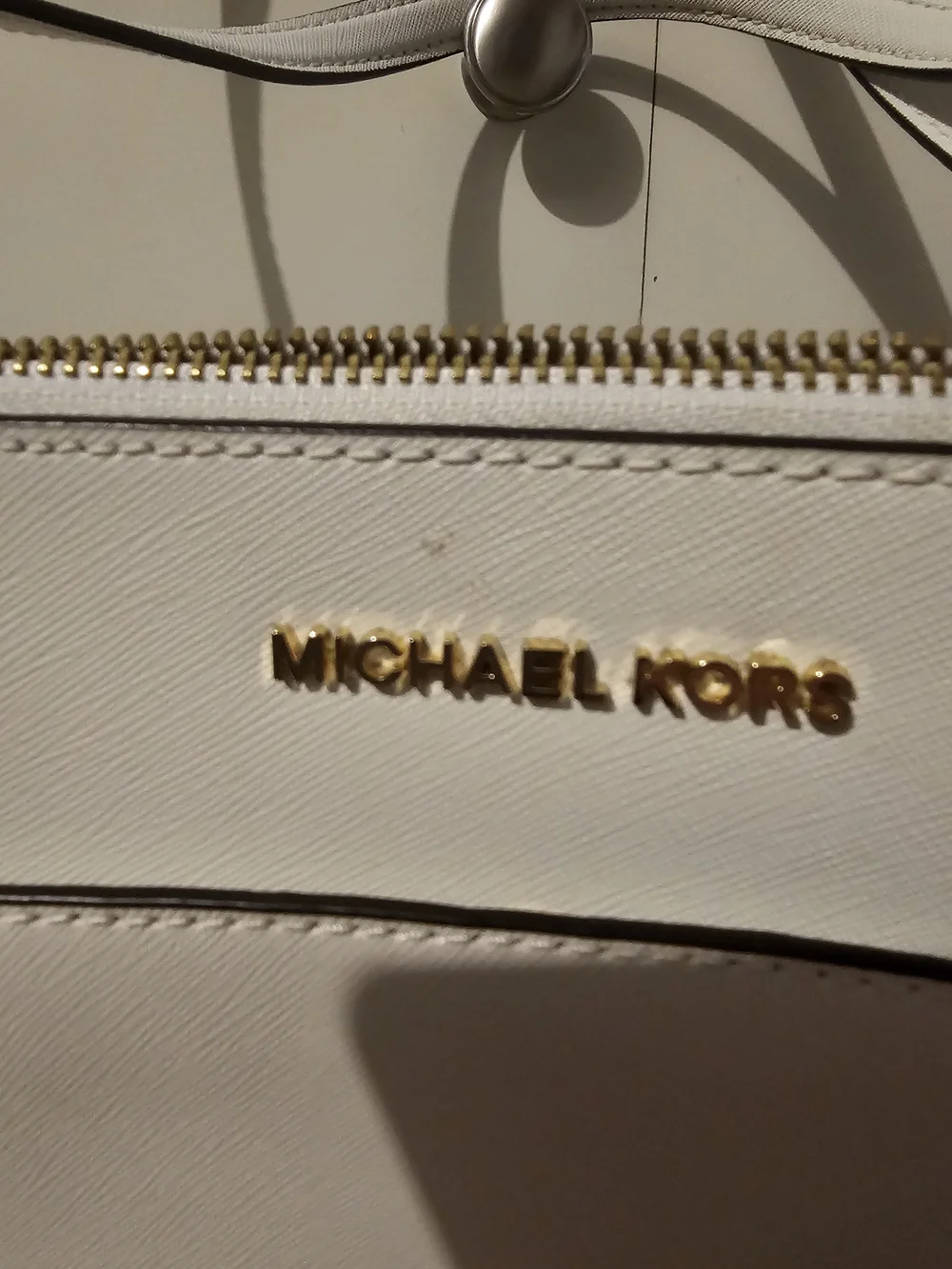 Michael Kors White Saffiano Leather Tote Bag - Picture 3 of 13
